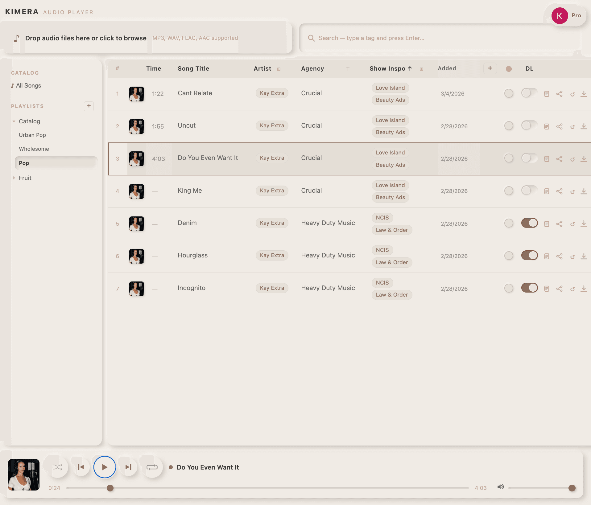 KIMERA AUDIO PLAYER UI